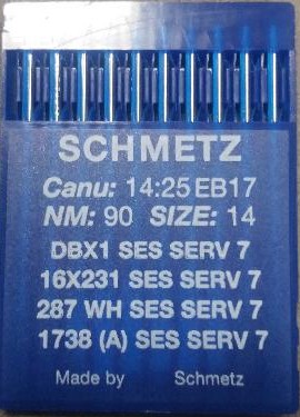Швейные иглы для промышленных машин Schmetz DBx1 SES SERV 7 / 16x231 / 287 WH / 1738 (A) / 14:25EB17 №75