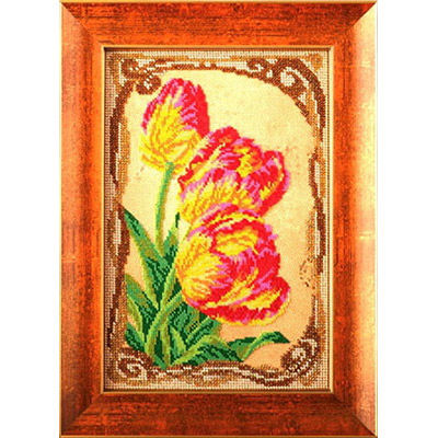 Набор для вышивания Радуга бисера Бархатные тюльпаны №14 В-415 17х26см