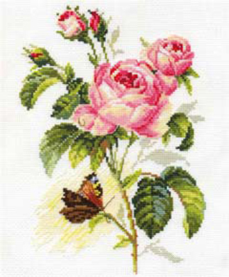 Набор для вышивания Алиса Роза и бабочка №021 2-13 17х25см