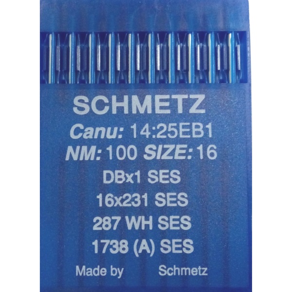 Швейные иглы для промышленных машин Schmetz DBx1 SES / 16x231 / 287 WH / 1738 (A) / 14:25EB1 №100