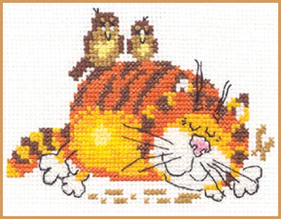 Набор для вышивания Алиса Ленивый кот №002 0-01 11х9см