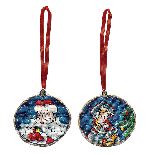 Набор для вышивания Panna Новогоднее украшение Дед Мороз и Снегурочка ИГ-1535