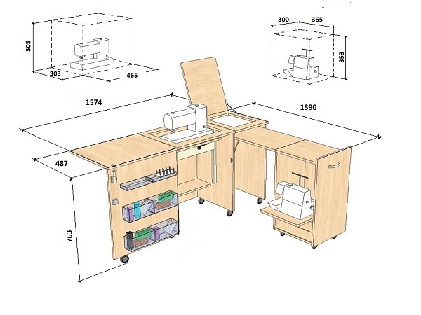 Стол Комфорт-3 (орех аида) для швейной машины и оверлока