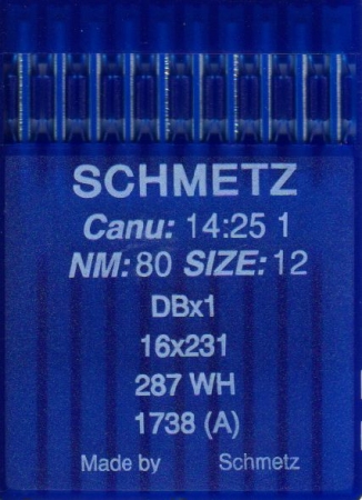 Швейные иглы для промышленных машин Schmetz DBx1 / 16x231 / 287 WH / 1738 (A) / 14:25 1 №70