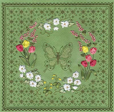 Набор для вышивания Panna Цветочный узор Бабочка Ц-0736