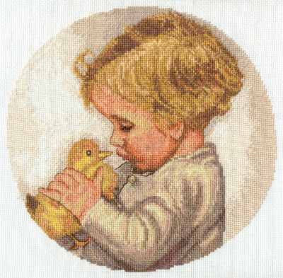 Набор для вышивания Panna Мальчик с утенком ДТ-1405