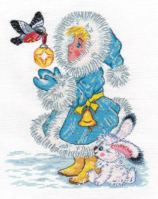 Набор для вышивания Кларт Снегурочка и снегирь 8-178