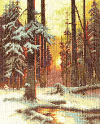 Набор для вышивания Panna Закат в снежном лесу ВХ-1076