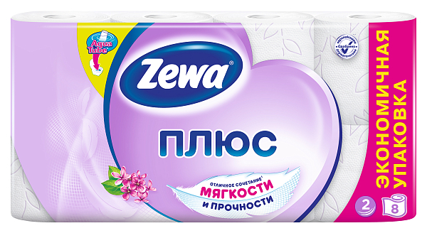 Туалетная бумага ZEWA PLUS Малина двухслойная, 8 рулонов