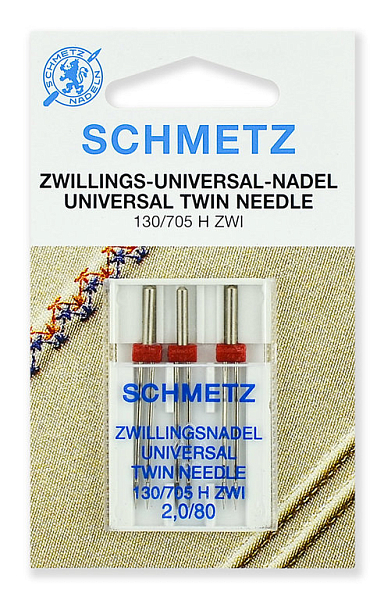 Иглы Schmetz 70:20.2.TCS стандарт двойные 130/705H-ZWI №80/2, 3 шт