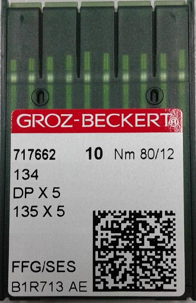 Швейные иглы для промышленных машин Groz Beckert DPx5 SAN10 FFG SES №80 12