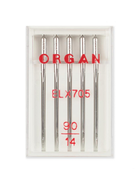 Иглы Organ для оверлоков и плоскошовных машин ELx705 № 90, 5 шт