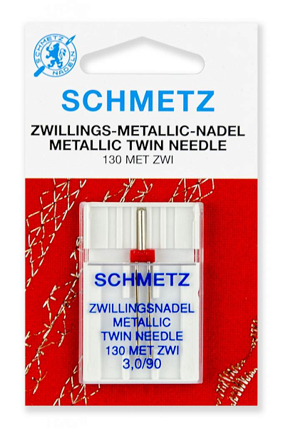 Иглы Schmetz 64:30.2.SDS двойные для металлизированных нитей 130/705 ZWI №90/3.0, 1 шт