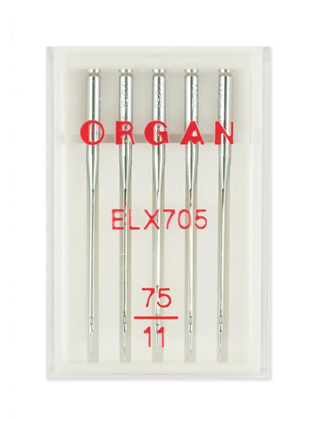 Иглы Organ для оверлоков и плоскошовных машин ELx705 № 75, 5 шт