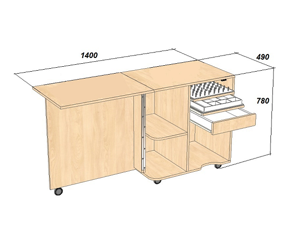 Стол Комфорт Compact (махагон) для швейной машины и оверлока