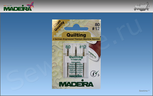 Иглы Madeira 9454 Quilting Titanium, 3 шт №80