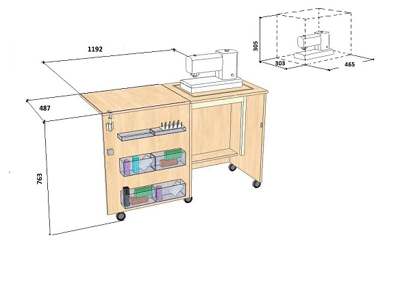 Стол Комфорт-1 (дуб паллада) для швейной машины