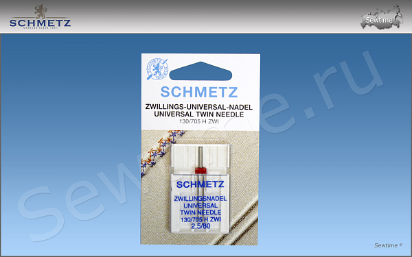 Иглы Schmetz 70:25.2.SCS стандарт двойные 130/705H-ZWI №80/2.5, 1 шт