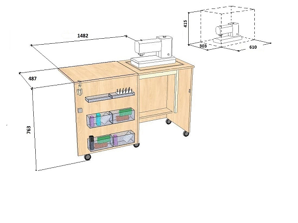Стол Комфорт-1L (дуб паллада) для швейной машины